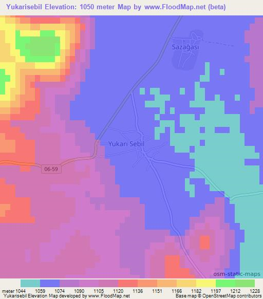 Yukarisebil,Turkey Elevation Map