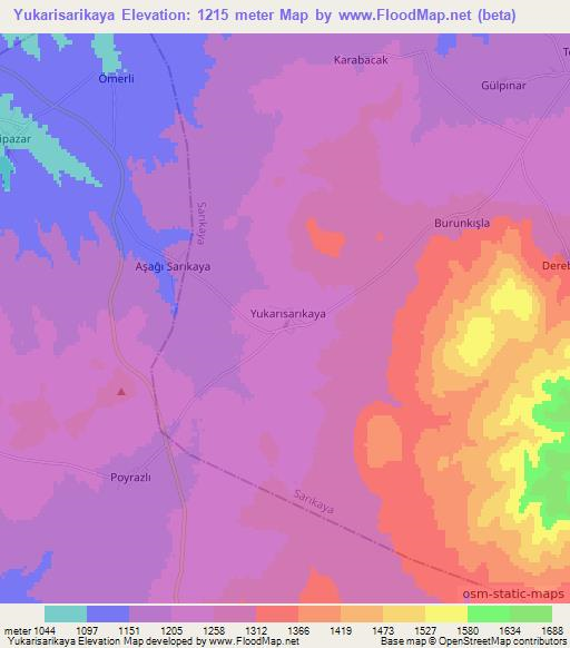 Yukarisarikaya,Turkey Elevation Map