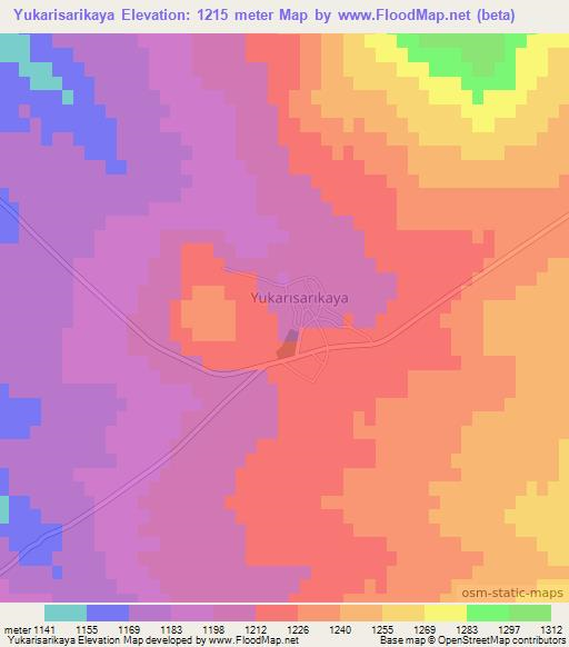 Yukarisarikaya,Turkey Elevation Map