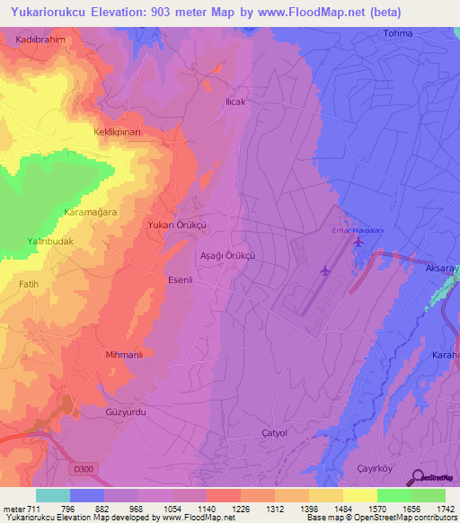 Yukariorukcu,Turkey Elevation Map