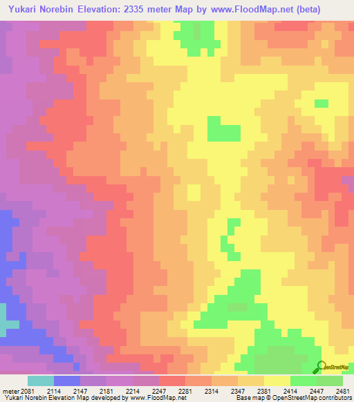 Yukari Norebin,Turkey Elevation Map