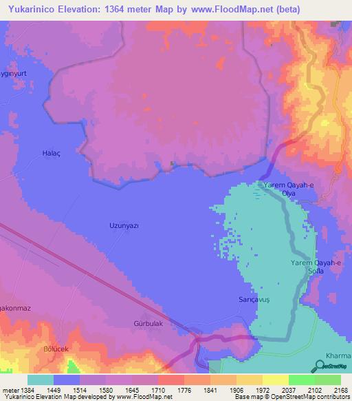 Yukarinico,Turkey Elevation Map