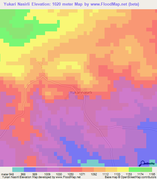 Yukari Nasirli,Turkey Elevation Map