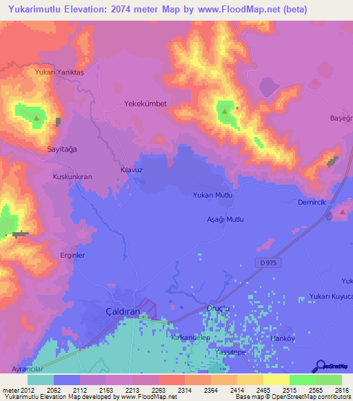 Yukarimutlu,Turkey Elevation Map