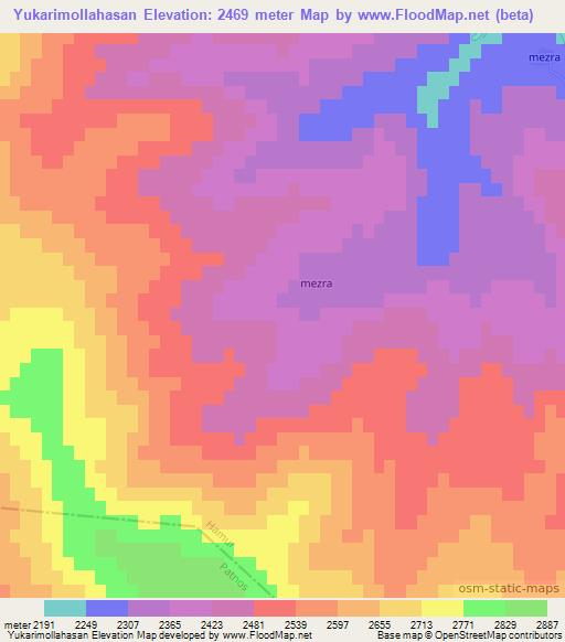 Yukarimollahasan,Turkey Elevation Map