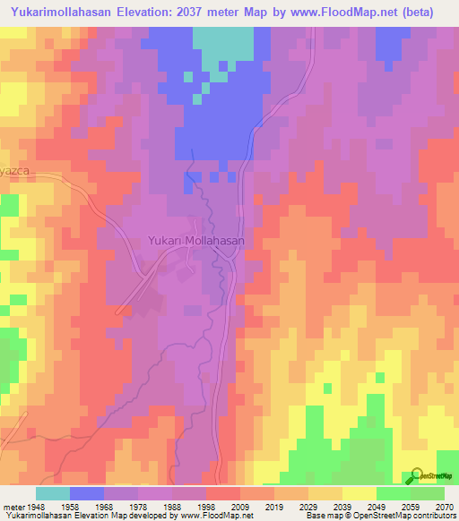 Yukarimollahasan,Turkey Elevation Map