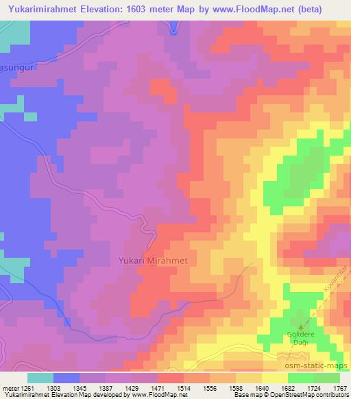 Yukarimirahmet,Turkey Elevation Map