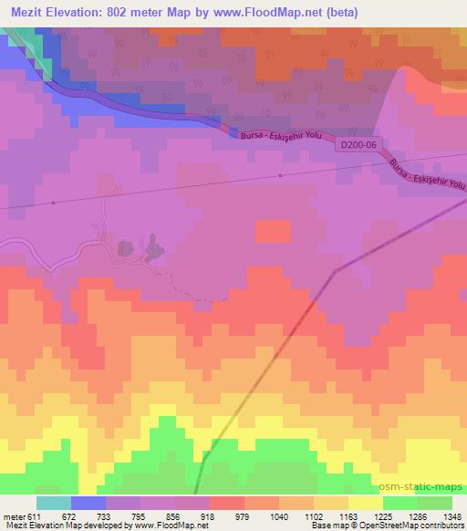 Mezit,Turkey Elevation Map