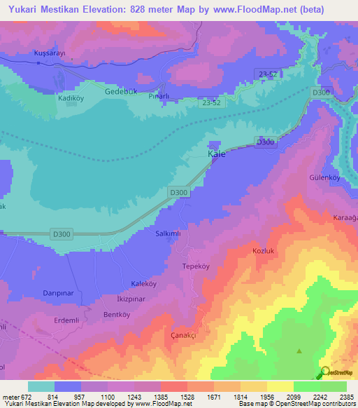 Yukari Mestikan,Turkey Elevation Map