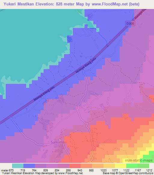 Yukari Mestikan,Turkey Elevation Map