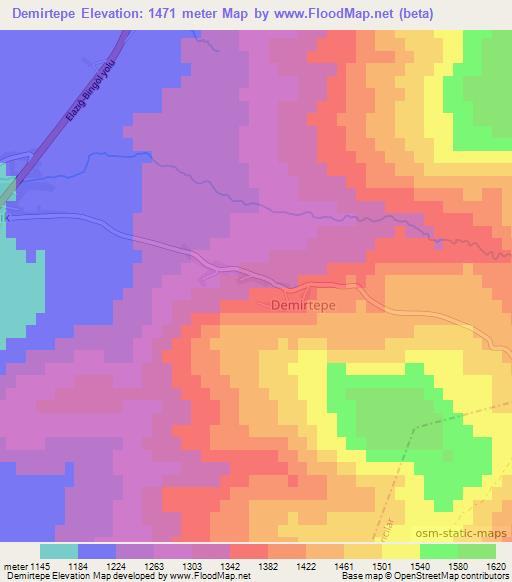 Demirtepe,Turkey Elevation Map