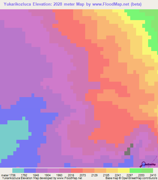 Yukarikozluca,Turkey Elevation Map