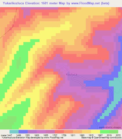 Yukarikozluca,Turkey Elevation Map