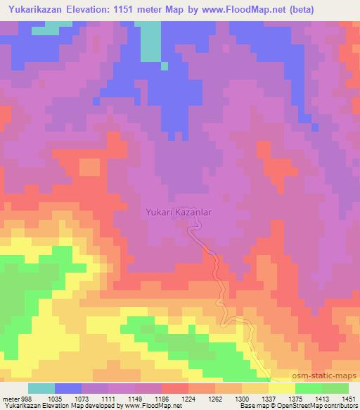 Yukarikazan,Turkey Elevation Map