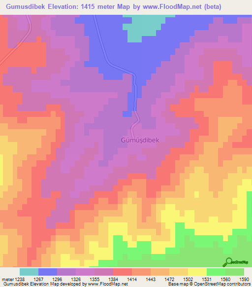 Gumusdibek,Turkey Elevation Map