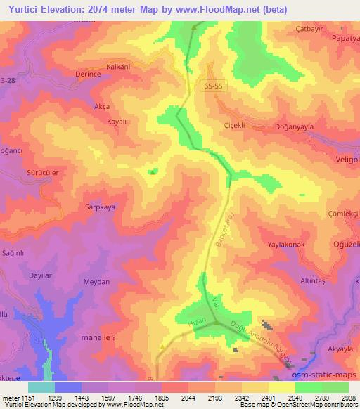 Yurtici,Turkey Elevation Map