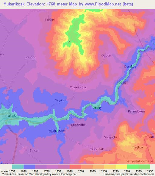 Yukarikosk,Turkey Elevation Map