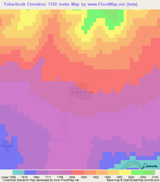 Yukarikosk,Turkey Elevation Map