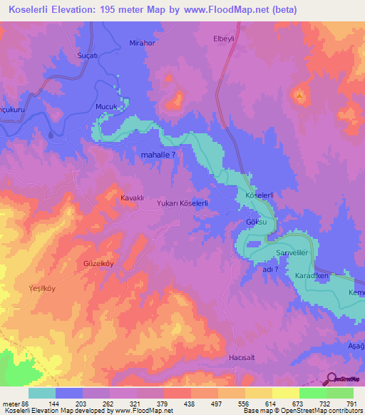 Koselerli,Turkey Elevation Map