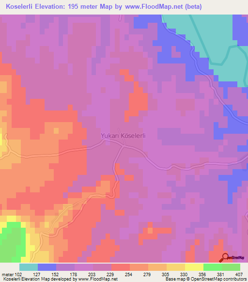 Koselerli,Turkey Elevation Map