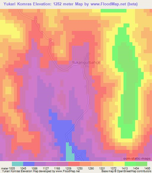 Yukari Komras,Turkey Elevation Map