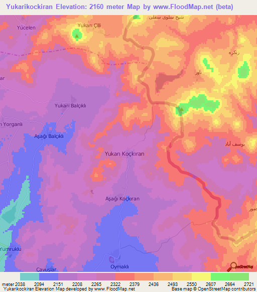 Yukarikockiran,Turkey Elevation Map