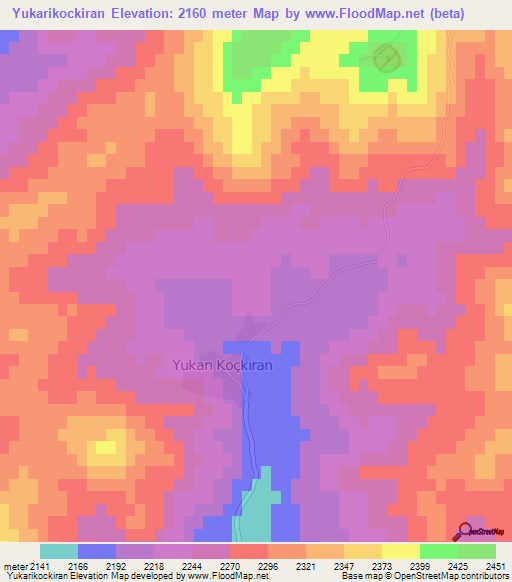 Yukarikockiran,Turkey Elevation Map