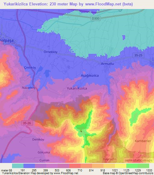 Yukarikizilca,Turkey Elevation Map