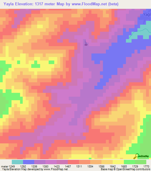 Yayla,Turkey Elevation Map