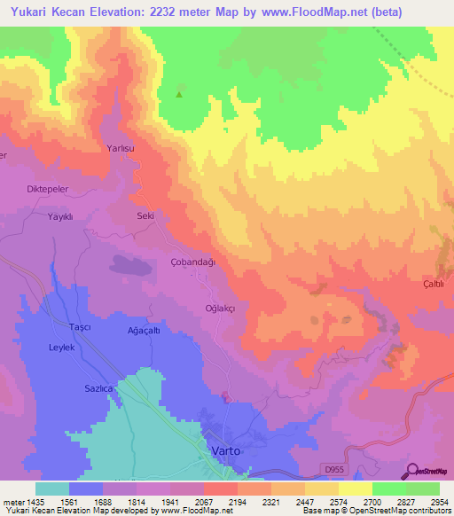 Yukari Kecan,Turkey Elevation Map