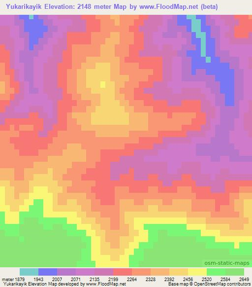 Yukarikayik,Turkey Elevation Map