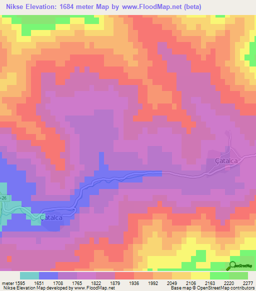 Nikse,Turkey Elevation Map