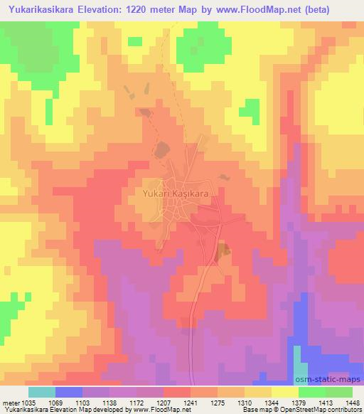 Yukarikasikara,Turkey Elevation Map