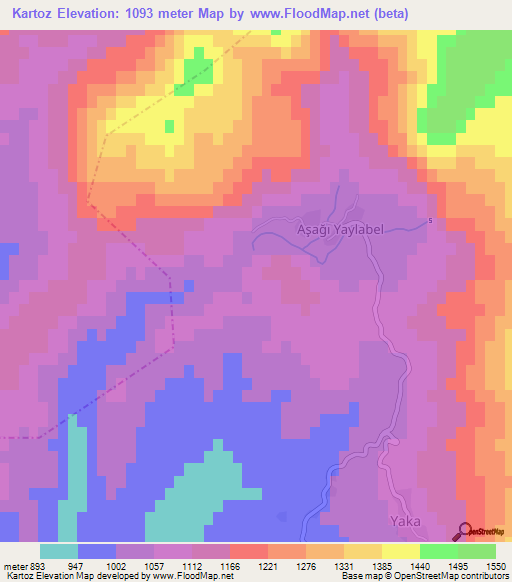 Kartoz,Turkey Elevation Map