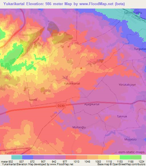 Yukarikartal,Turkey Elevation Map