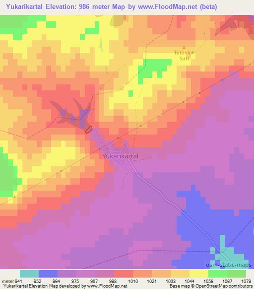 Yukarikartal,Turkey Elevation Map