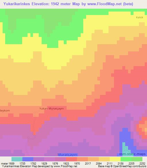 Yukarikarinkes,Turkey Elevation Map