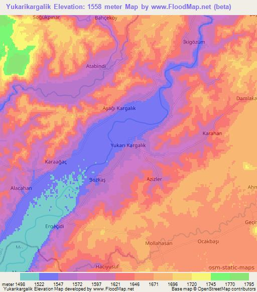 Yukarikargalik,Turkey Elevation Map