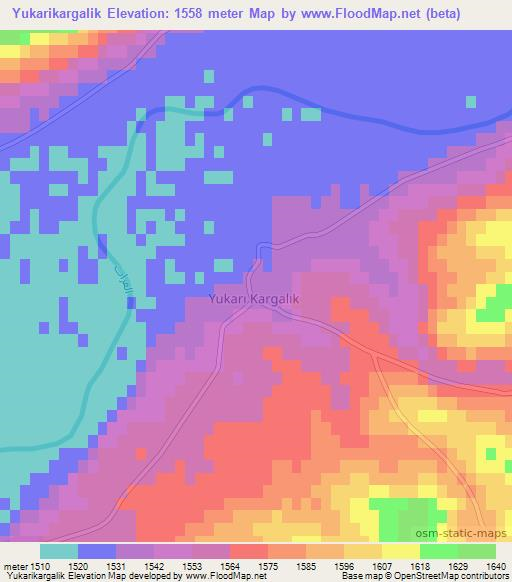 Yukarikargalik,Turkey Elevation Map