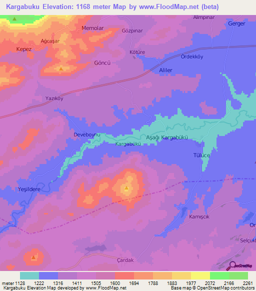 Kargabuku,Turkey Elevation Map