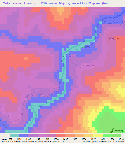 Yukarikarasu,Turkey Elevation Map