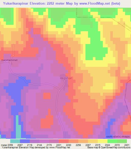 Yukarikarapinar,Turkey Elevation Map