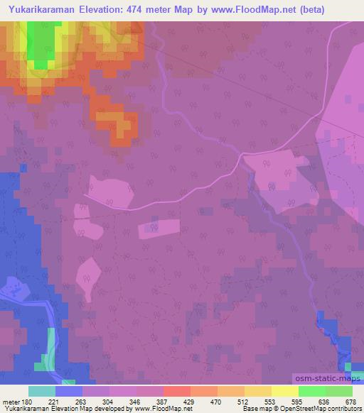 Yukarikaraman,Turkey Elevation Map