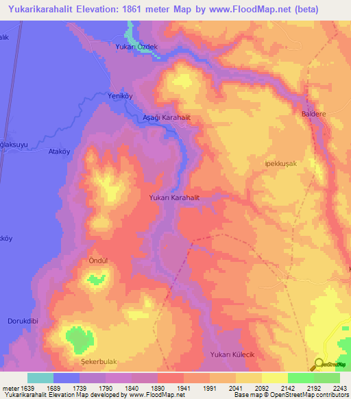 Yukarikarahalit,Turkey Elevation Map