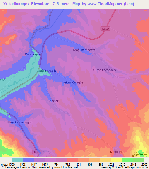 Yukarikaragoz,Turkey Elevation Map