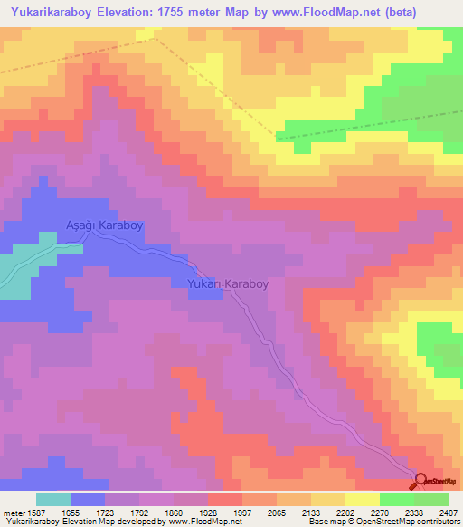 Yukarikaraboy,Turkey Elevation Map