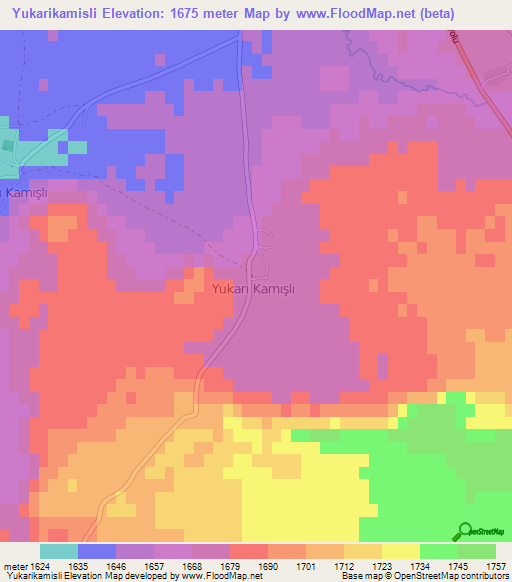 Yukarikamisli,Turkey Elevation Map