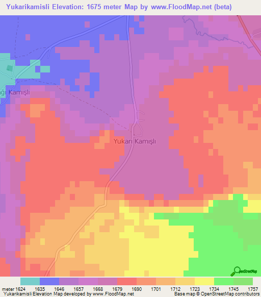 Yukarikamisli,Turkey Elevation Map