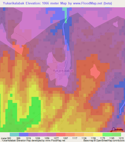 Yukarikalabak,Turkey Elevation Map