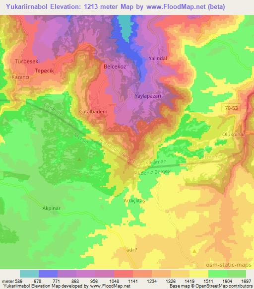 Yukariirnabol,Turkey Elevation Map